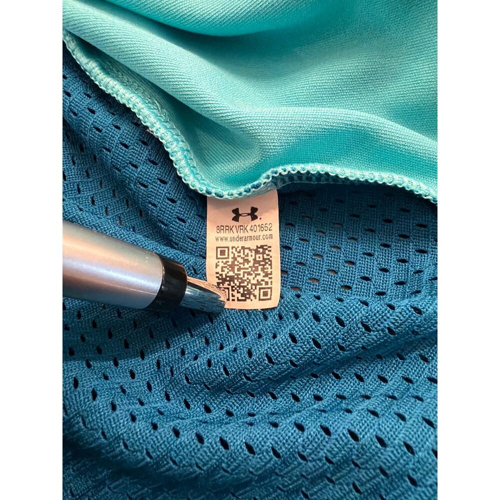 Under Armour girls turquoise heatgear long sleeve layer 1/4 zip  YM - Picture 6 of 6